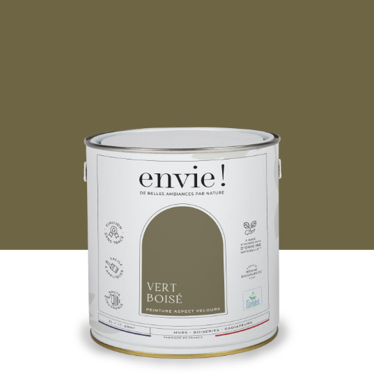 Peinture mur, boiserie, radiateur vert boisé velours ENVIE Biosourcée 2L