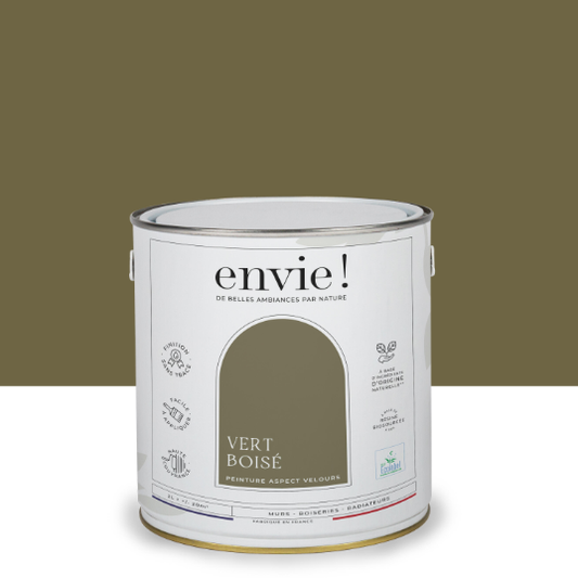 Peinture mur, boiserie, radiateur vert boisé velours ENVIE Biosourcée 2L