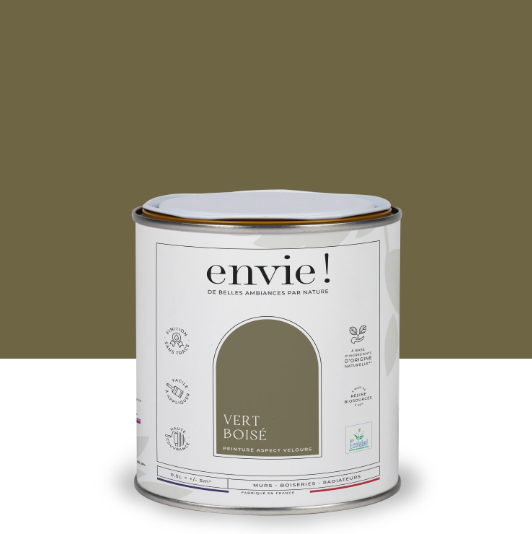 Peinture mur, boiserie, radiateur vert boisé velours ENVIE Biosourcée 0.5L