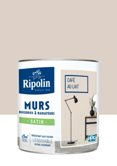 Peinture mur, boiserie, radiateur café au lait satiné RIPOLIN Intérieur 0.5l