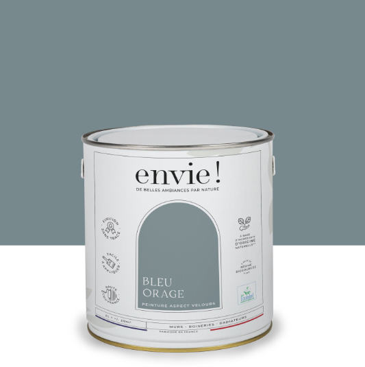 Peinture mur, boiserie, radiateur bleu orage velours ENVIE Biosourcée 2L