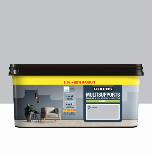 Peinture mur, boiserie, radiateur granit 5 satin LUXENS , 2.5L+20% gratuit