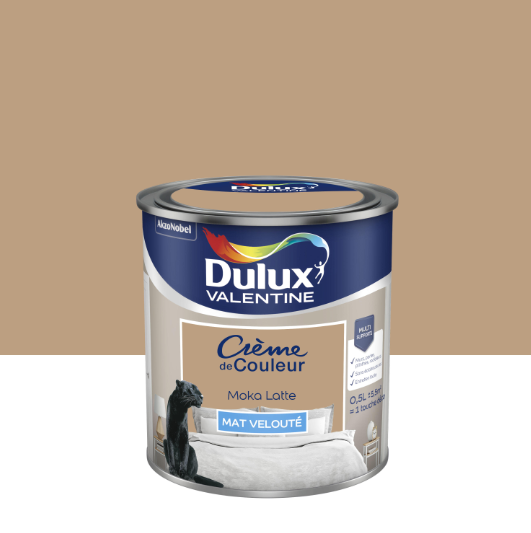 Peinture mur, boiserie moka latte mat DULUX VALENTINE Crème de couleur 0.5L