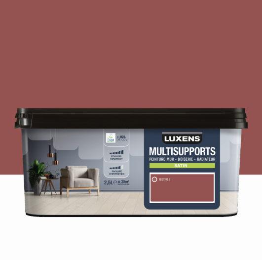 Peinture mur, boiserie, radiateur bistro 2 satin LUXENS , 2.5L