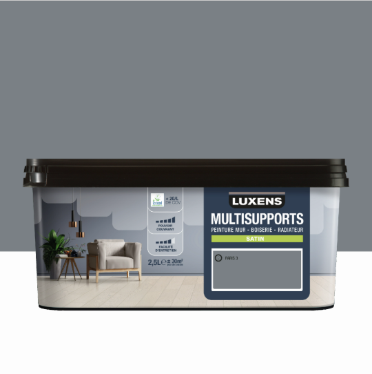 Peinture mur, boiserie, radiateur paris 3 satin LUXENS , 2.5L