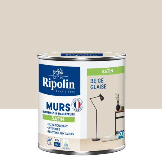 Peinture mur, boiserie, radiateur beige glaise satiné RIPOLIN Intérieur 0.5l