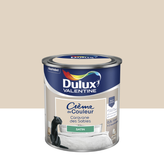 Peinture mur caravane des sables satin DULUX VALENTINE Crème de couleur 0.5l