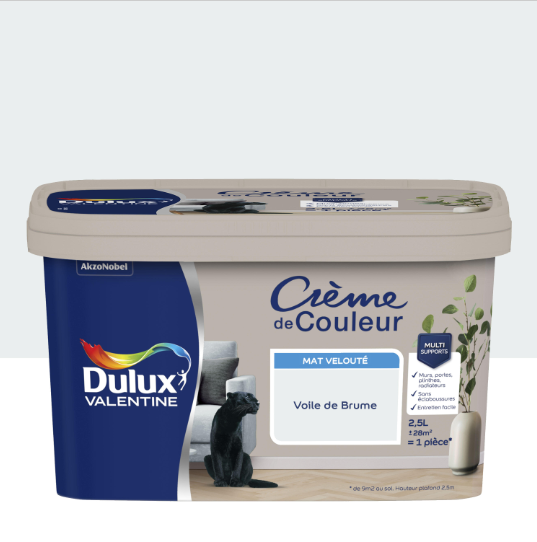 Peinture mur, boiserie voile de brume mat DULUX VALENTINE Crème de couleur 2.5L