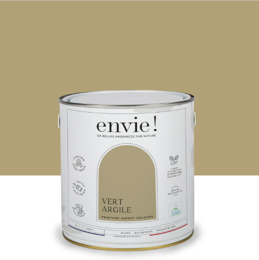 Peinture mur, boiserie, radiateur vert argile velours ENVIE Biosourcée 2L