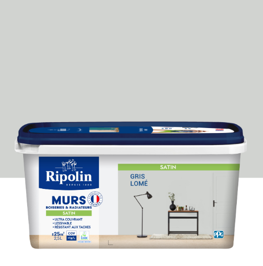 Peinture mur, boiserie, radiateur gris lomé satiné RIPOLIN Intérieur 2.5l