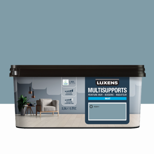 Peinture mur, boiserie, radiateur aqua 4 mat LUXENS , 2.5L