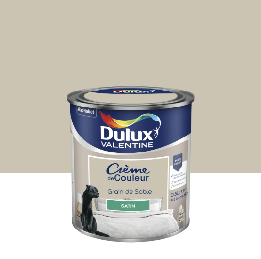 Peinture mur, bois grain de sable satin DULUX VALENTINE Crème de couleur 0.5l