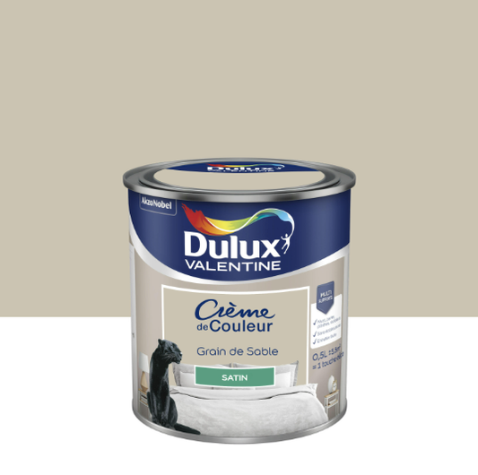 Peinture mur, bois grain de sable satin DULUX VALENTINE Crème de couleur 0.5l
