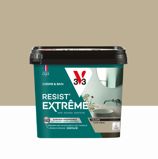 Peinture mur café crème velours V33 Resist extrême cuisine et bain 0.75L