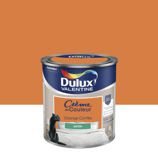 Peinture mur orange confite satin DULUX VALENTINE Crème de couleur 0.5l