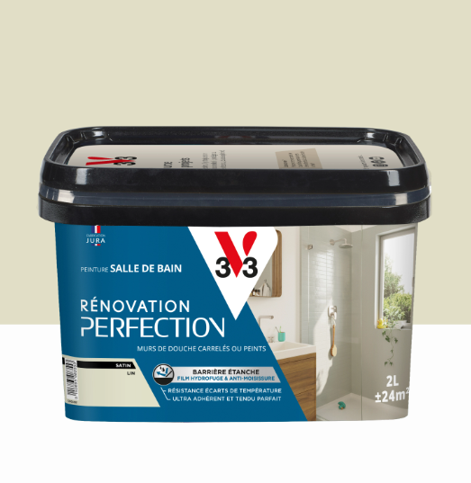 Peinture mur, carrelage lin satin V33 Rénovation cuisine et bain 2L