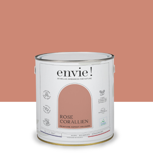 Peinture mur, boiserie, radiateur rose corallien velours ENVIE Biosourcée 2L