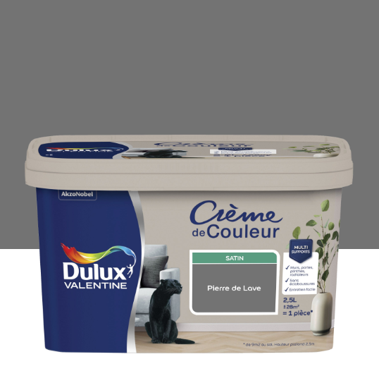 Peinture mur, boiserie pierre lave satin DULUX VALENTINE 2.5L
