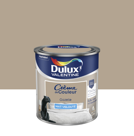 Peinture mur, boiserie gazelle mat DULUX VALENTINE Crème de couleur 0.5L