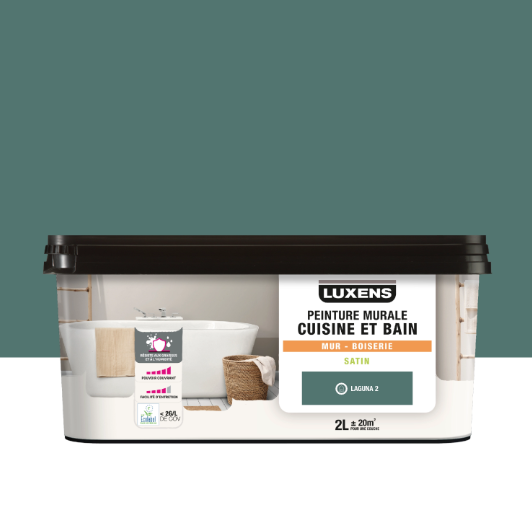 Peinture mur, boiserie laguna 2 satin LUXENS Cuisine et bain 2L