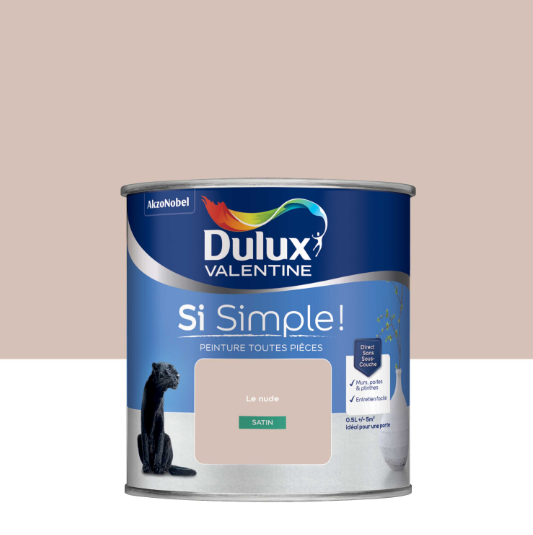 Peinture mur, boiserie nude satin DULUX VALENTINE Si simple ! 0.5L