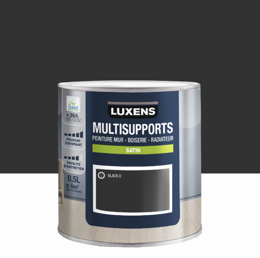 Peinture mur, boiserie, radiateur noir satin LUXENS 0.5L