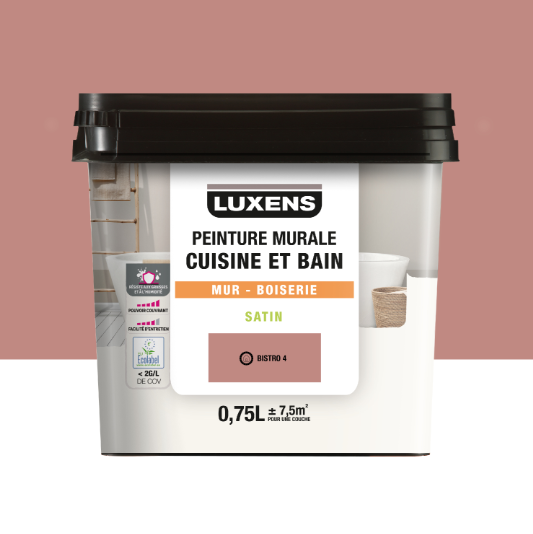Peinture mur, boiserie bistro 4 satin LUXENS Cuisine et bain 0.75L