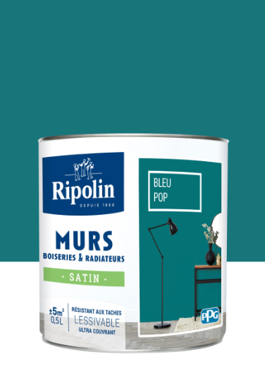 Peinture mur, boiserie, radiateur bleu pop satiné RIPOLIN Intérieur 0.5l