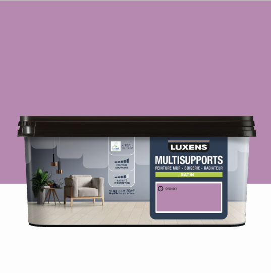 Peinture mur, boiserie, radiateur orchid 5 satin LUXENS , 2.5L