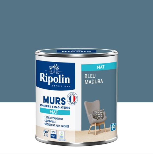 Peinture mur bleu madura mat RIPOLIN Intérieur 0.5L