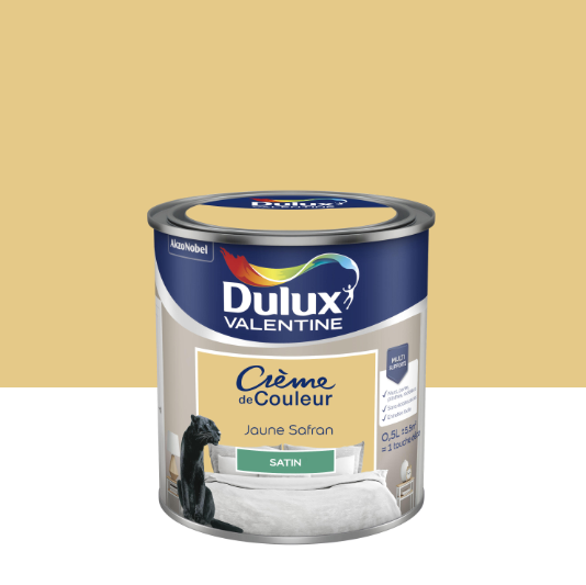 Peinture mur, boiserie jaune safrané satin DULUX VALENTINE Crème de couleur 0.5L