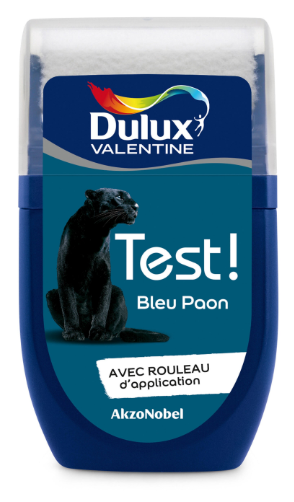 Peinture mur, boiserie bleu paon satin DULUX VALENTINE Crème de couleur 0.03L