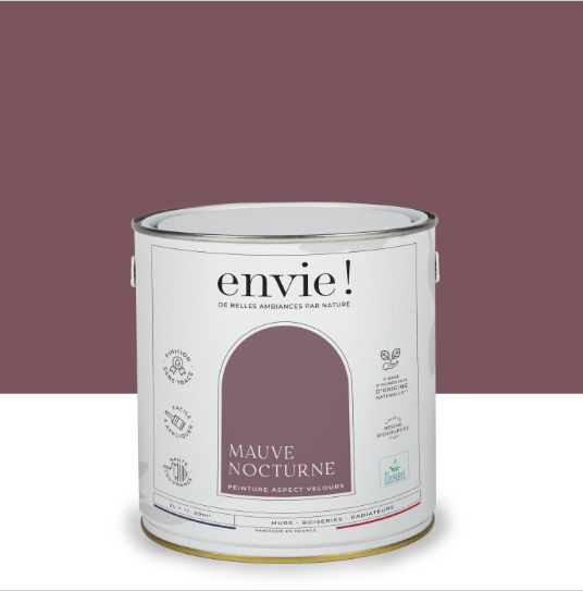 Peinture mur, boiserie, radiateur mauve nocturne velours ENVIE Biosourcée 2L