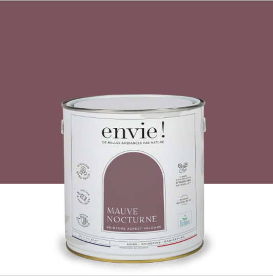 Peinture mur, boiserie, radiateur mauve nocturne velours ENVIE Biosourcée 2L