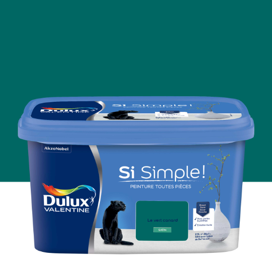 Peinture mur, boiserie vert canard satin DULUX VALENTINE Si simple ! 2.5L