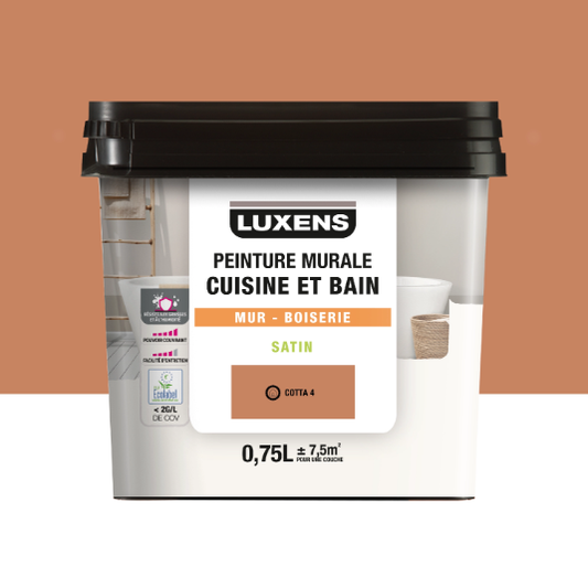 Peinture mur, boiserie cotta 4 satin LUXENS Cuisine et bain 0.75L