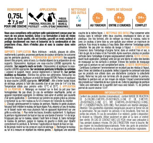 Peinture mur, boiserie cotta 4 satin LUXENS Cuisine et bain 0.75L