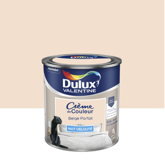 Peinture mur, boiserie beige parfait mat DULUX VALENTINE Crème de couleur 0.5L