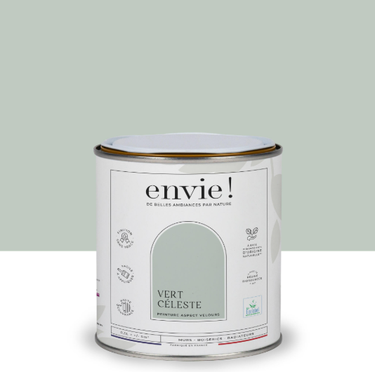 Peinture mur, boiserie, radiateur vert celeste velours ENVIE Biosourcée 0.5L