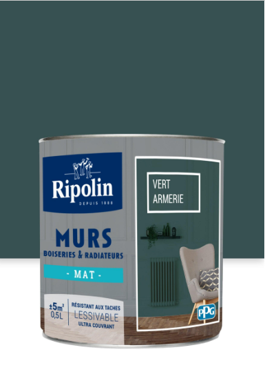 Peinture mur vert armerie mat RIPOLIN Intérieur 0.5L