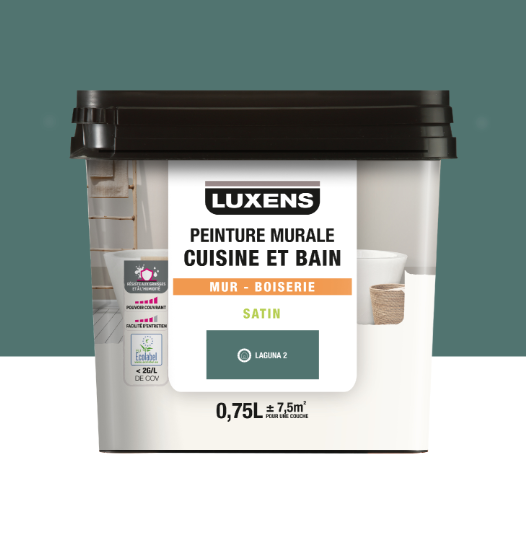 Peinture mur, boiserie laguna 2 satin LUXENS Cuisine et bain 0.75L
