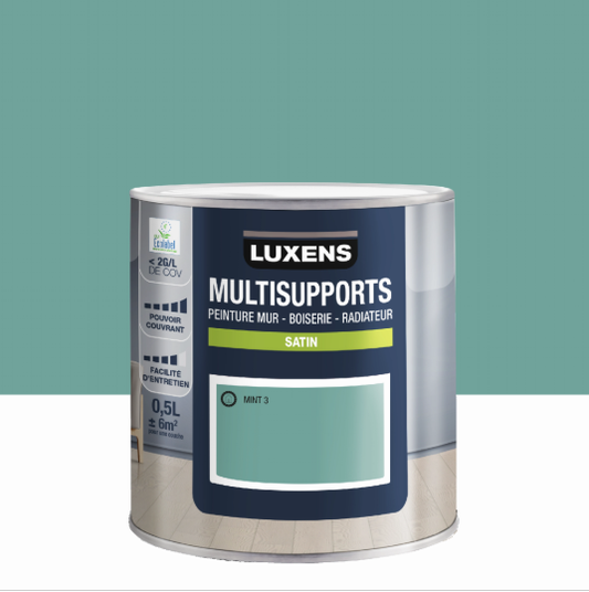 Peinture mur, boiserie, radiateur mint 3 satin LUXENS , 0.5L