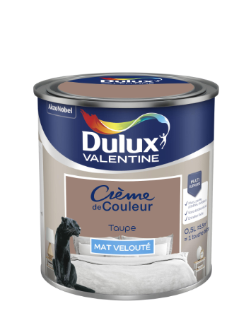 Peinture mur, boiserie taupe mat DULUX VALENTINE Crème de couleur 0.5L