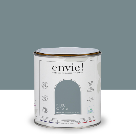 Peinture mur, boiserie, radiateur bleu orage velours ENVIE Biosourcée 0.5L