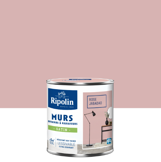Peinture mur, boiserie, radiateur rose jabadao satiné RIPOLIN Intérieur 0.5l