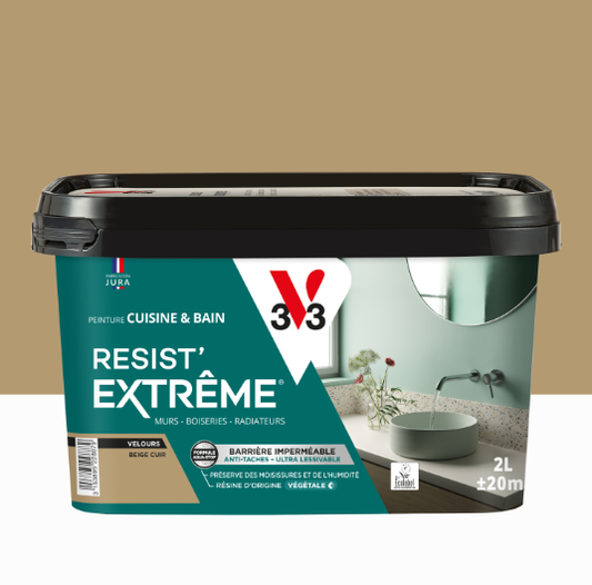 Peinture mur beige cuir velours V33 Resist extrême cuisine et bain 2L