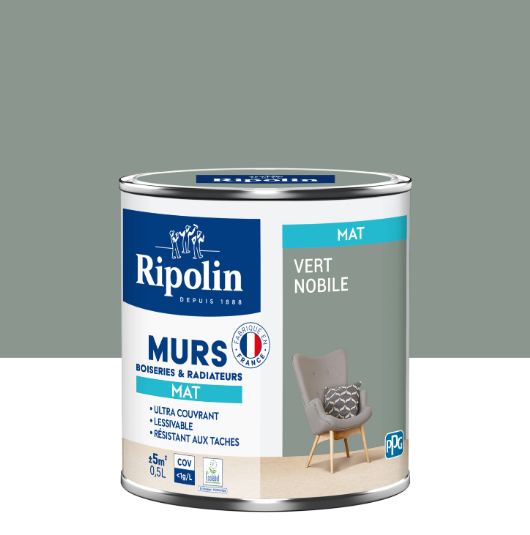 Peinture mur vert nobile mat RIPOLIN Intérieur 0.5L
