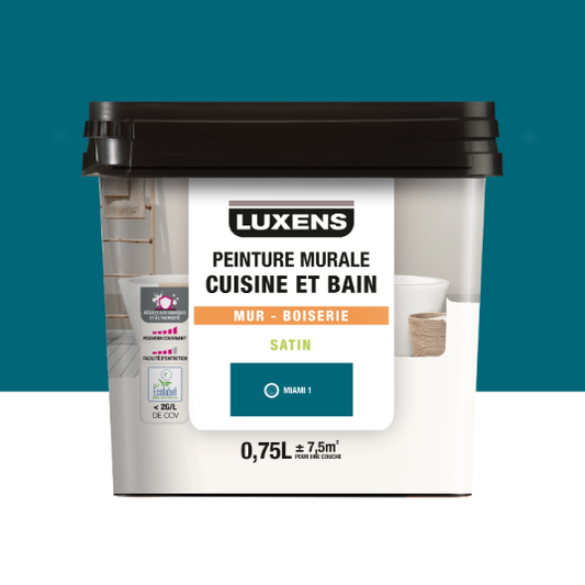 Peinture mur, boiserie miami 1 satin LUXENS Cuisine et bain 0.75L