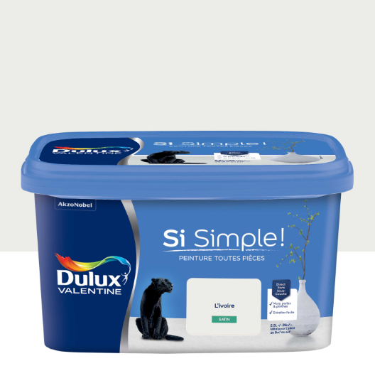 Peinture mur, boiserie ivoire satin DULUX VALENTINE Si simple ! 2.5L