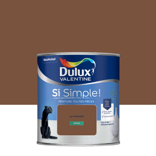 Peinture mur, boiserie chocolat satin DULUX VALENTINE Si simple ! 0.5L